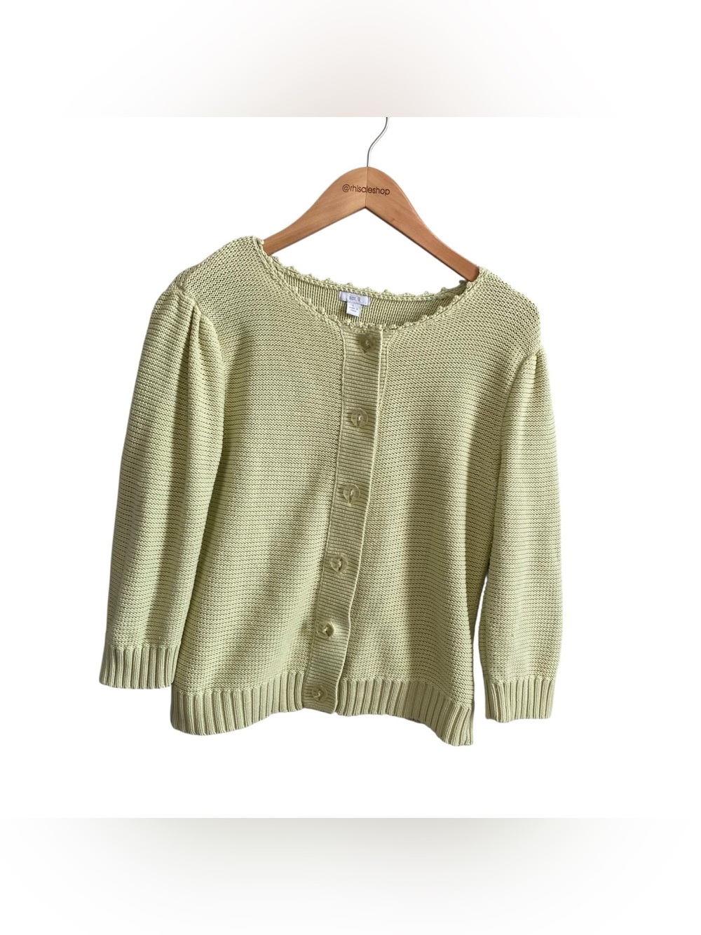 Apt. 9 Y2k Cotton Blend Knit Light Green Coquette Soft Girl Cardigan Sweater L